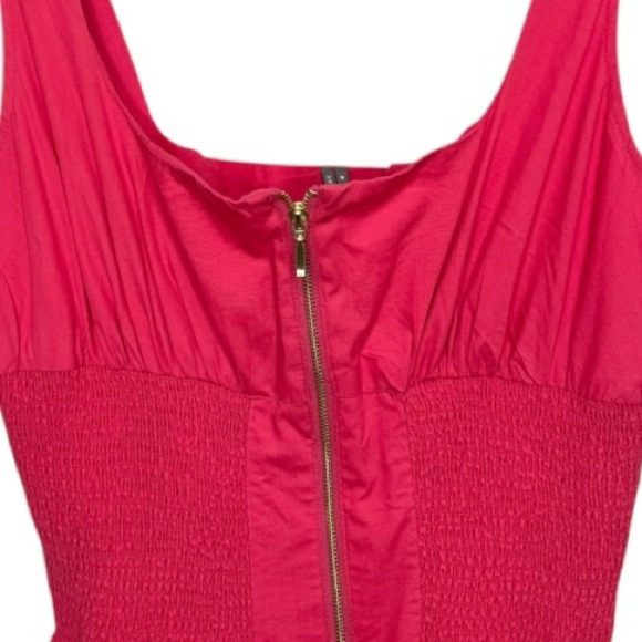 Anthropologie Square Neck Zip Up Tommie Midi Dress Sleeveless tank Pink Large - Picture 9 of 9